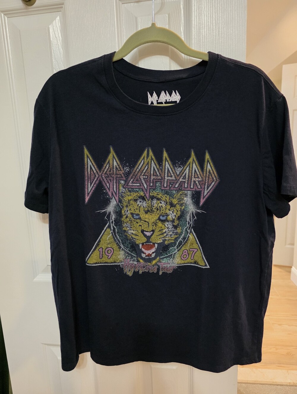 Dark Blue Graphic Band Tee - 1987 Leopard Design